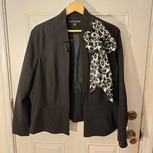 Vintage Madison Leigh Size 18 Blazer Fashion Jacket Top Black W/ Detachable Bow